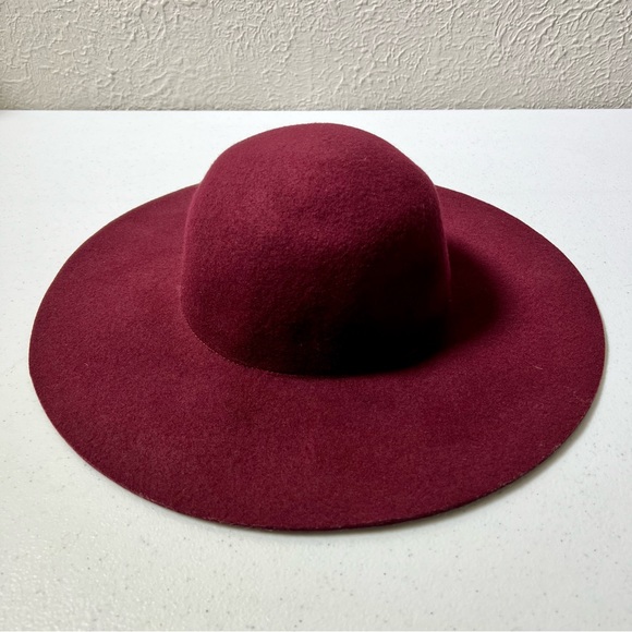 Forever 21 Burgundy Red 100% Wool Floppy Hat - Picture 2 of 9